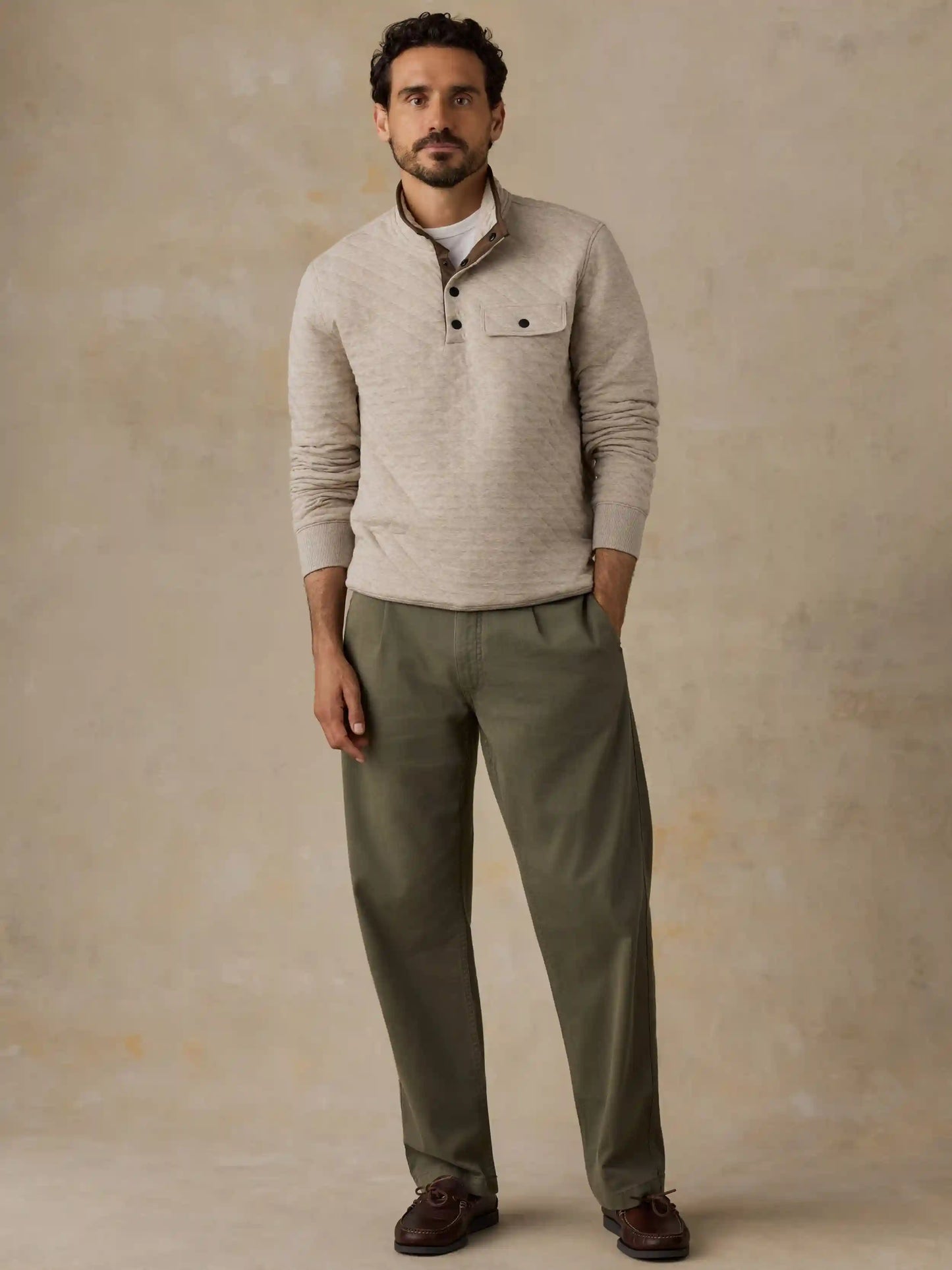 Epic Quilted Fleece Pullover - Oatmeal Melange