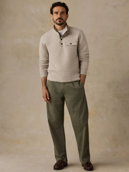 Epic Quilted Fleece Pullover - Oatmeal Melange