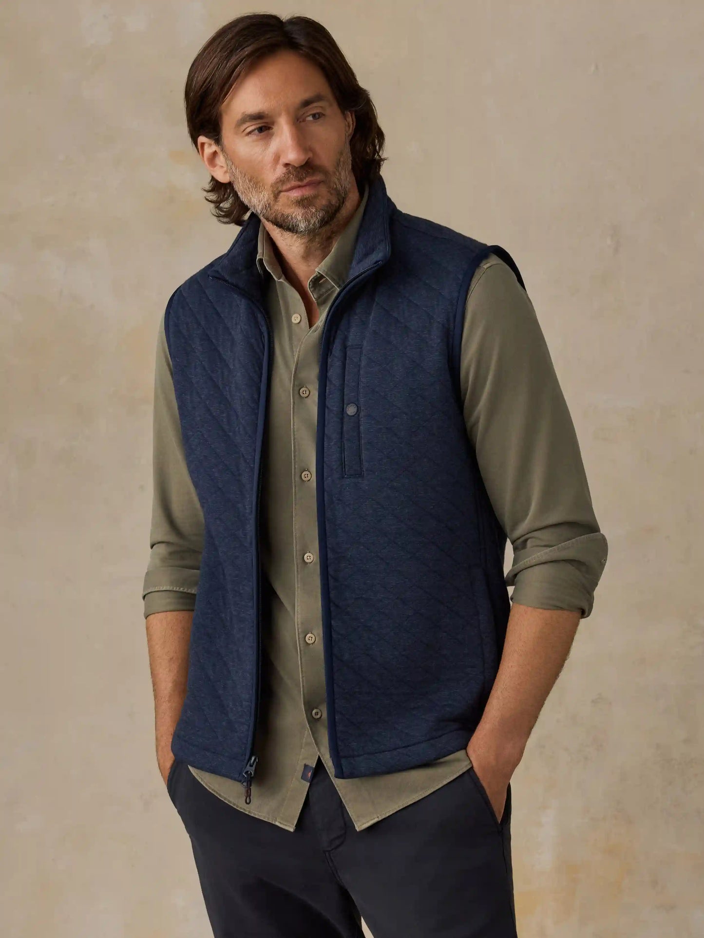 Epic Quilted Fleece Vest - Navy Melange