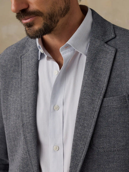 Inlet Knit Tweed Blazer - Grey Night Herringbone