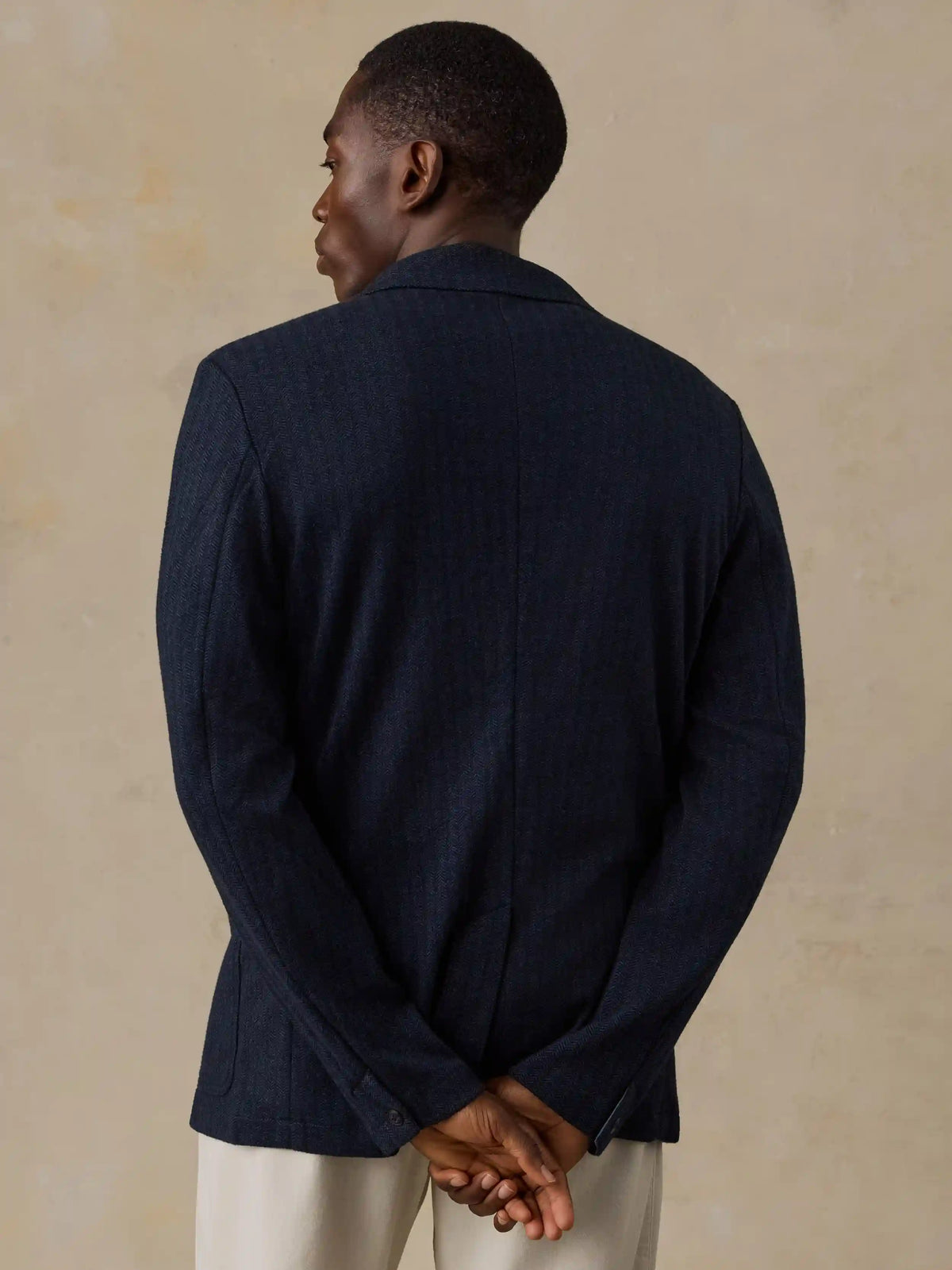 Inlet Knit Tweed Blazer - Navy Twilight Herringbone