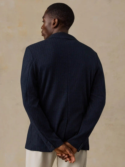 Inlet Knit Tweed Blazer - Navy Twilight Herringbone