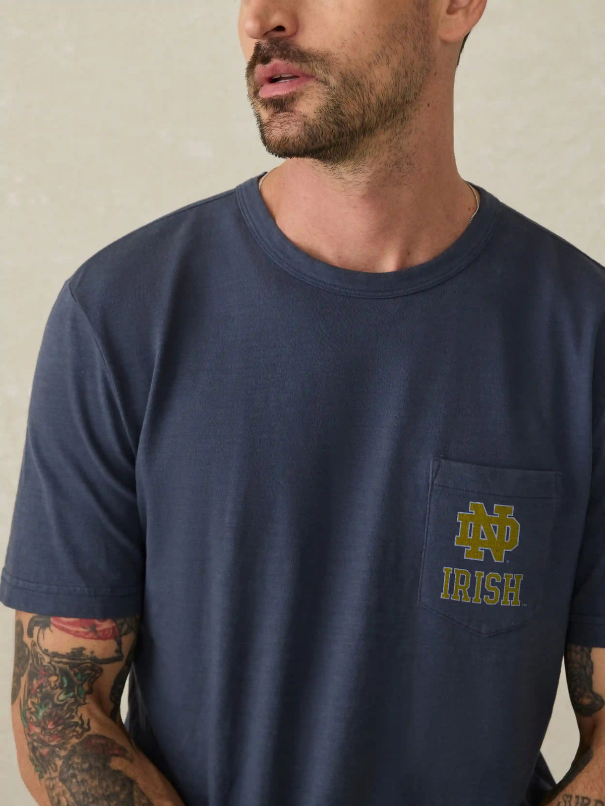 Notre Dame Sunwashed Pocket Tee - Dune Navy