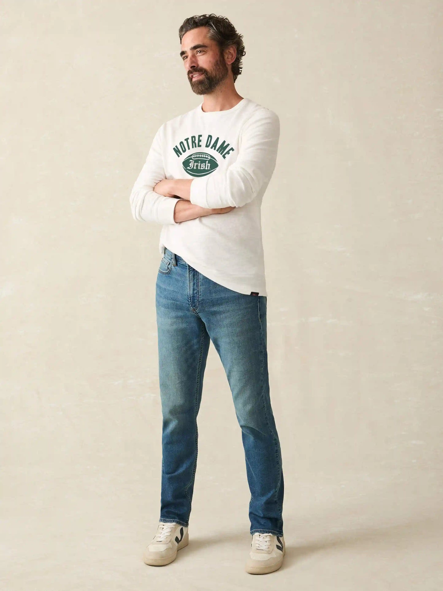 Notre Dame Sunwashed Organic Crew - White