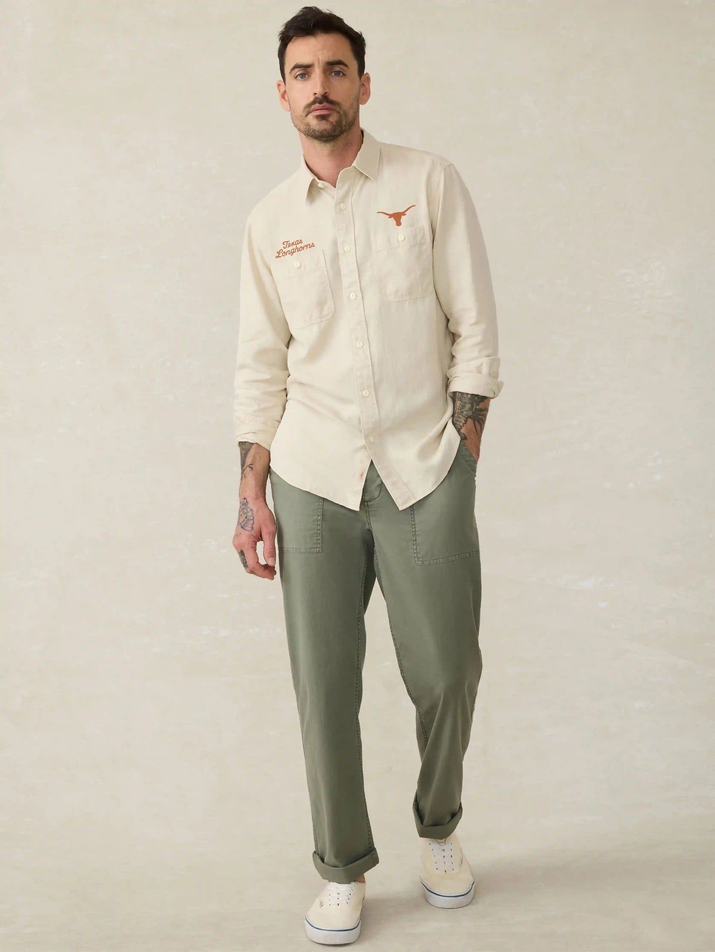 University of Texas Tried & True Chambray Workshirt - Coastal Cream