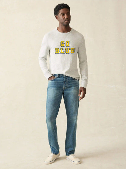 University of Michigan Sunwashed Organic Crew - Light Grey Heather