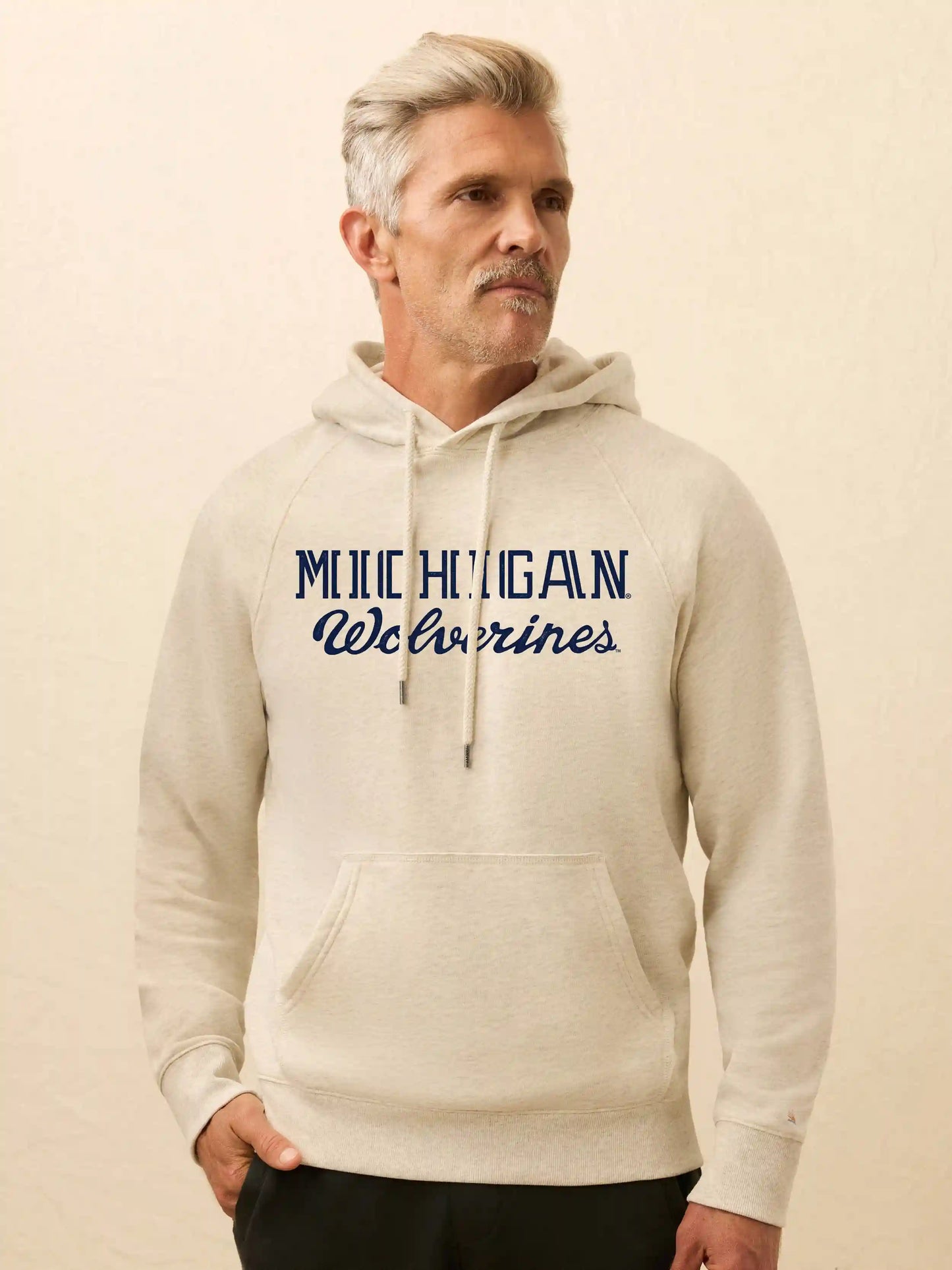 University of Michigan High Standard Fleece Hoodie - Antique Ivory Heather