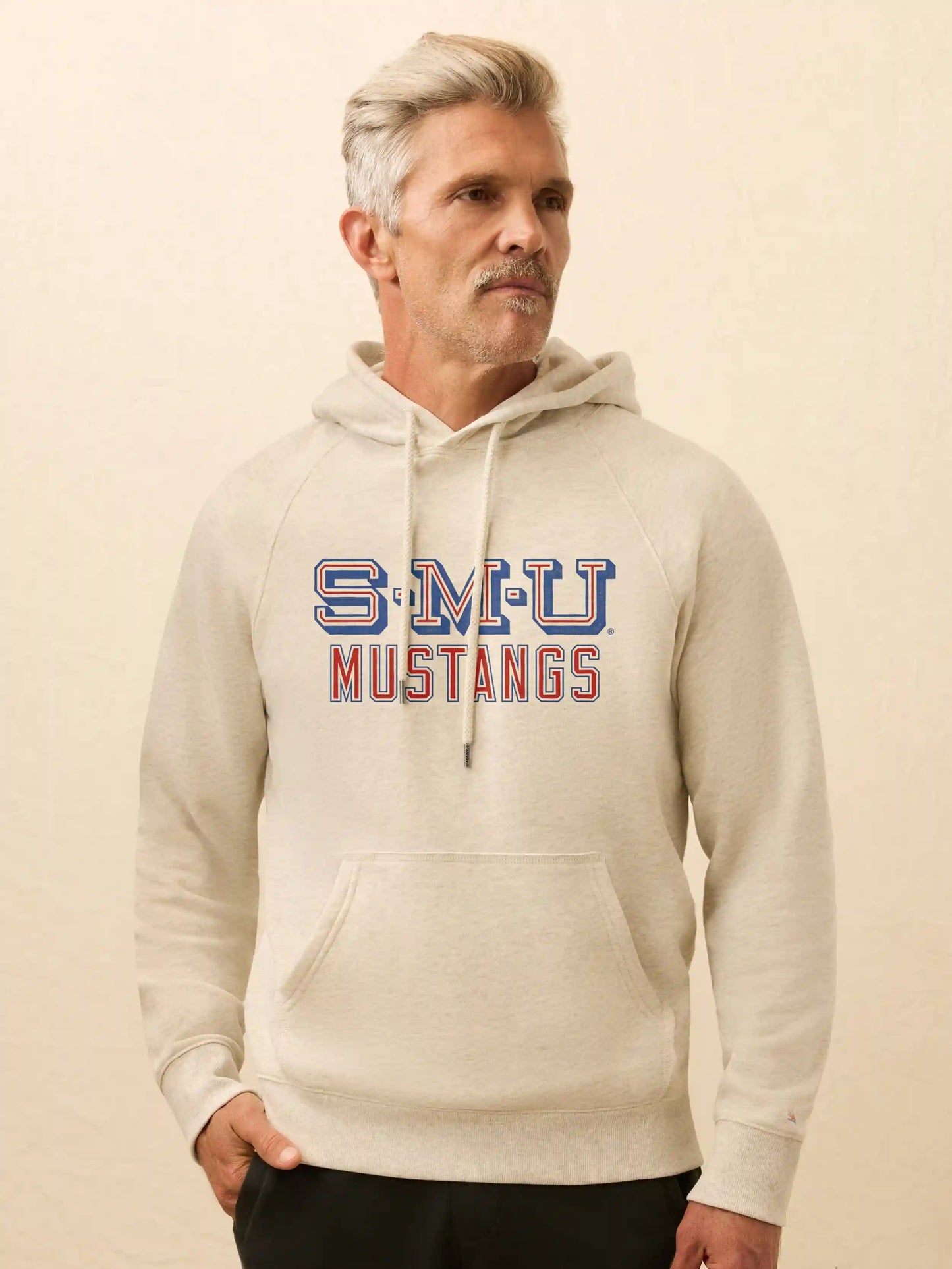 Southern Methodist University High Standard Fleece Hoodie - Antique Ivory Heather