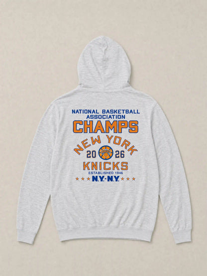 NY Knicks Sunwashed Organic Hoodie - Light Grey Heather