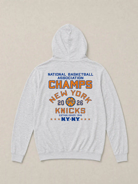 NY Knicks Sunwashed Organic Hoodie - Light Grey Heather