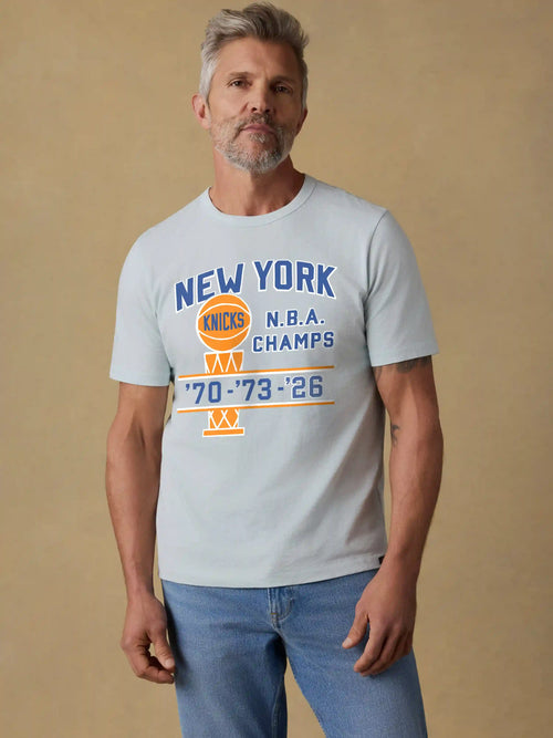 NY Knicks Sunwashed Regenerative Tee - Sky