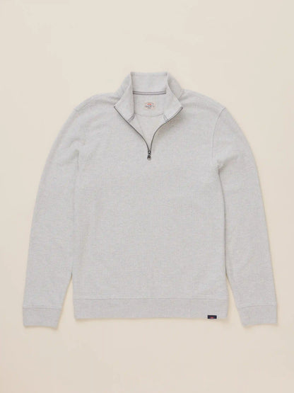Textured Knit Quarter Zip - Snow Grey Heather