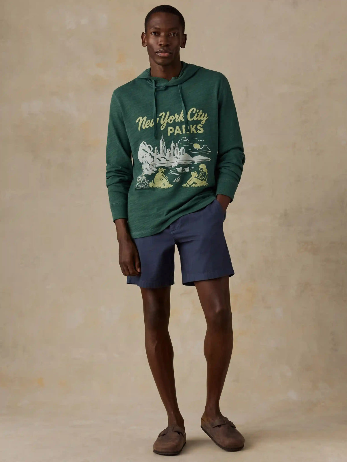 Faherty x Parks Project NYC Parks Sunwashed Organic Hoodie - Forest