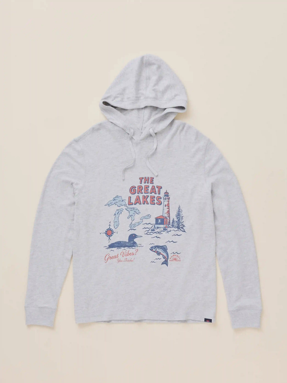 Faherty x Parks Project Great Lakes Sunwashed Organic Hoodie - Light Grey Heather