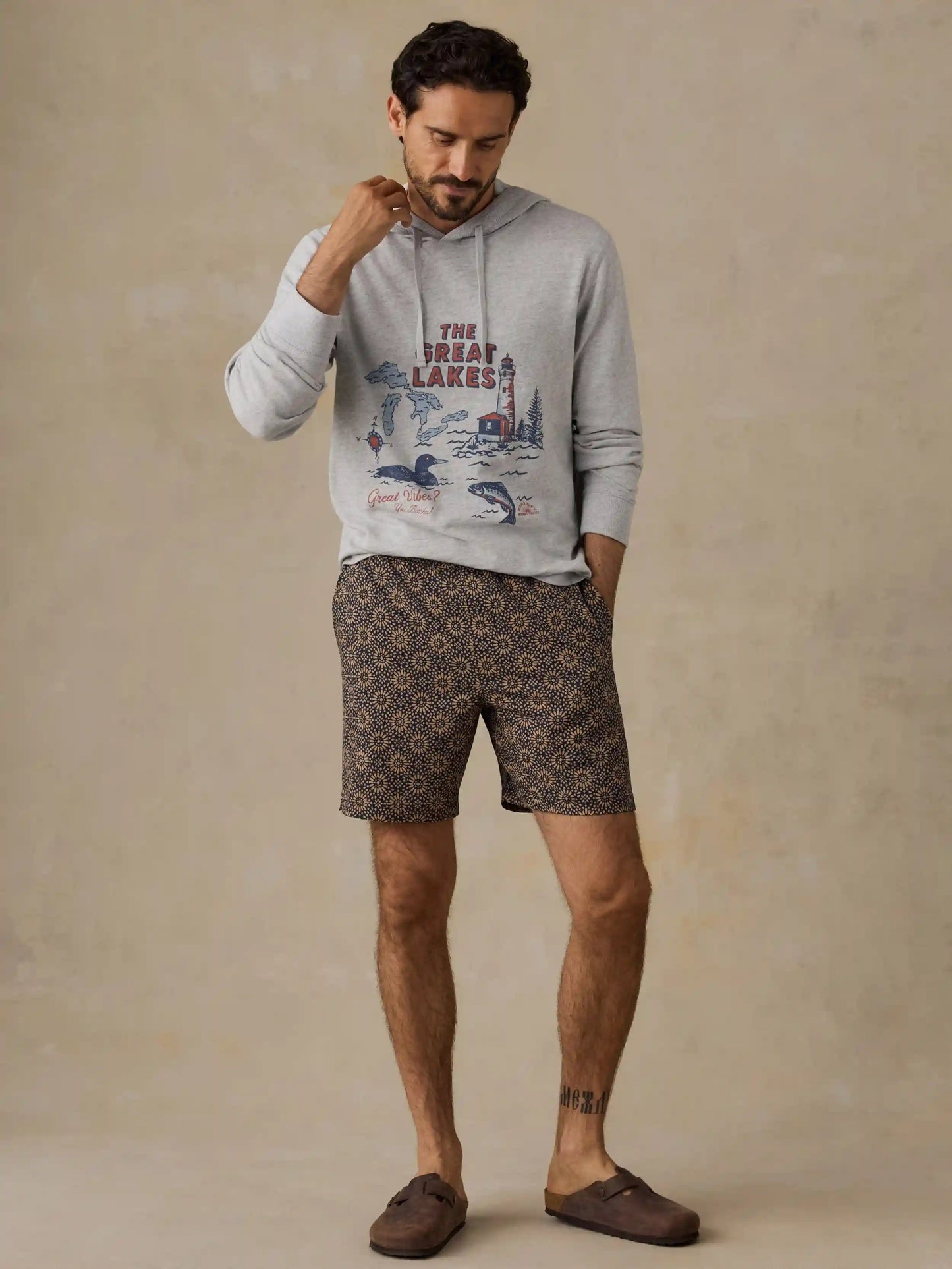 Faherty x Parks Project Great Lakes Sunwashed Organic Hoodie - Light Grey Heather