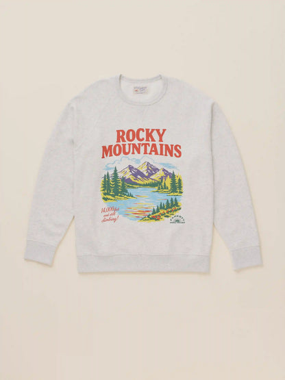 Faherty x Parks Project Rocky Mountains High Standard Fleece Crewneck - Antique Ivory Heather