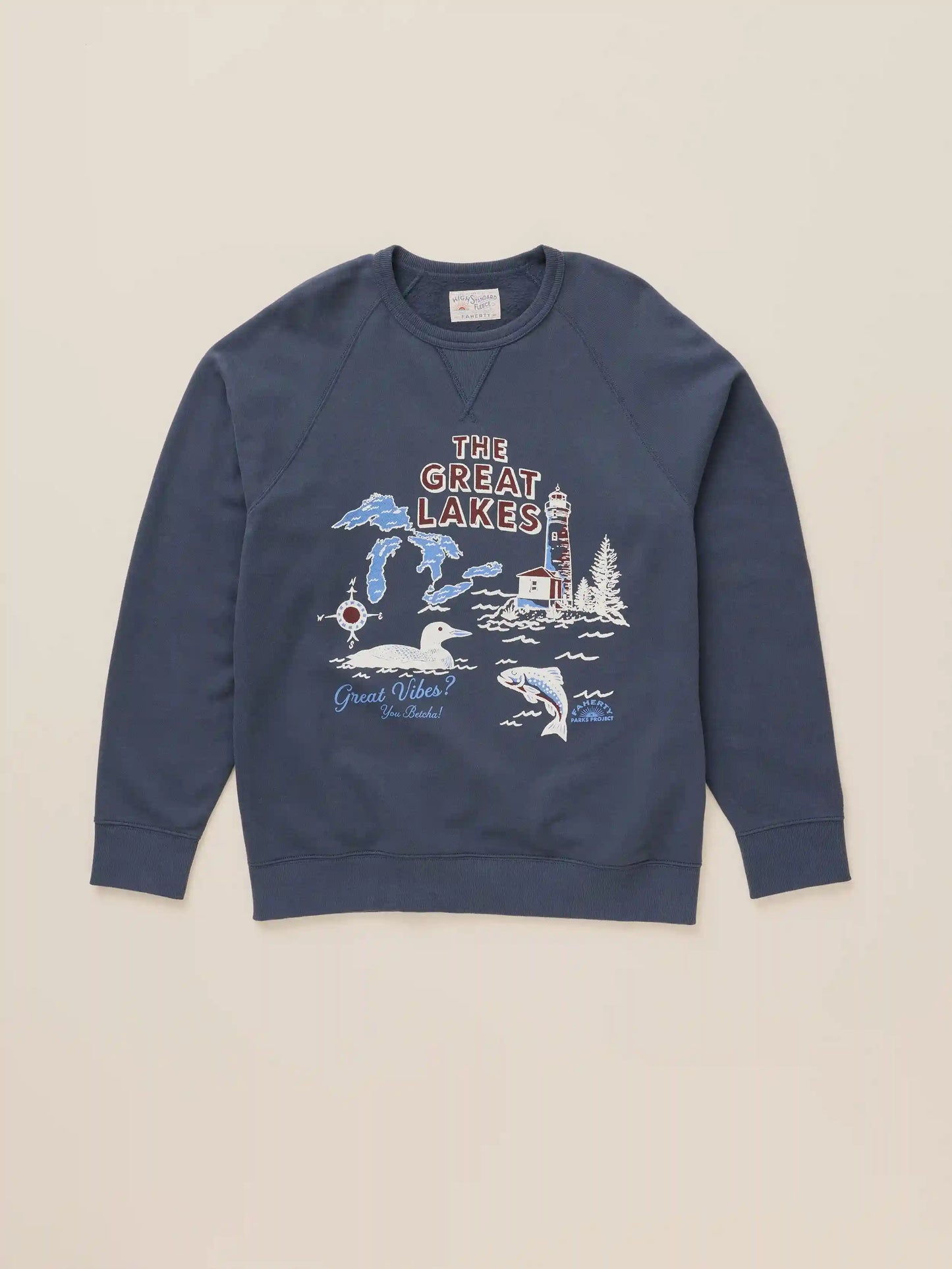 Faherty x Parks Project Great Lakes High Standard Fleece Crewneck - Blue Nights