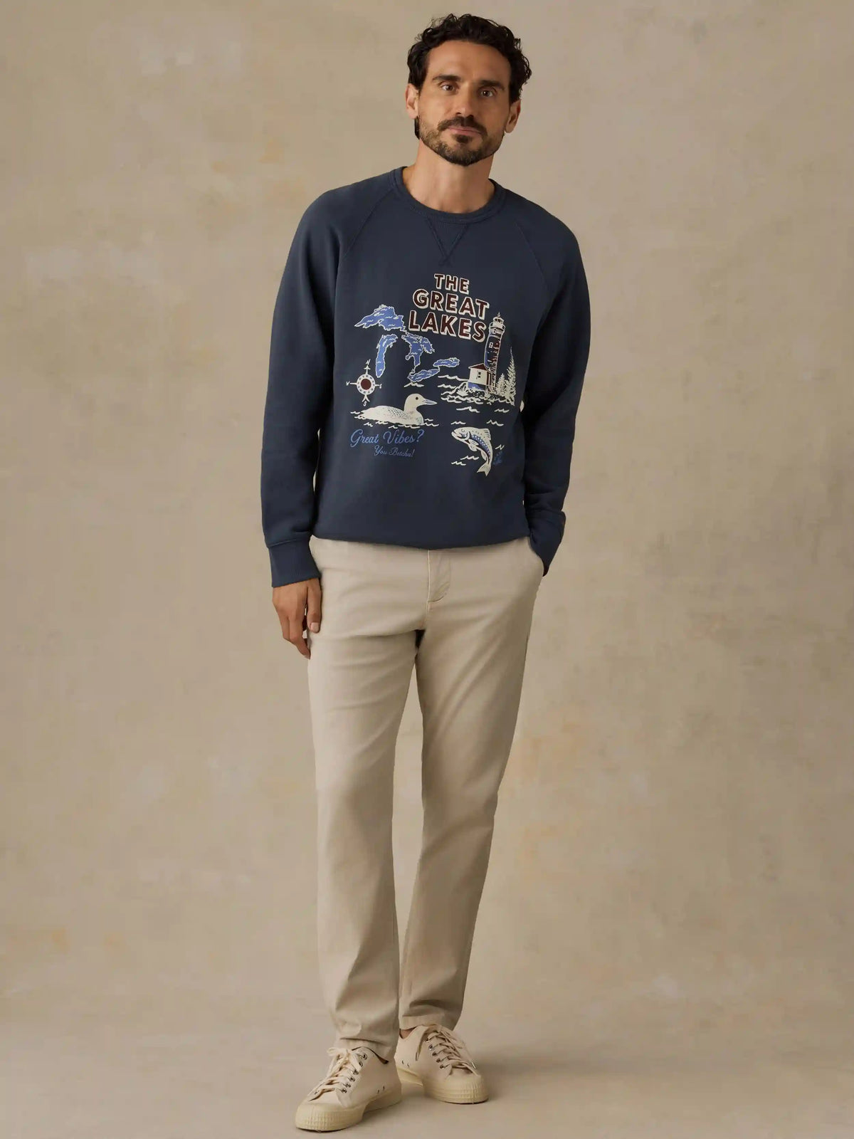 Faherty x Parks Project Great Lakes High Standard Fleece Crewneck - Blue Nights