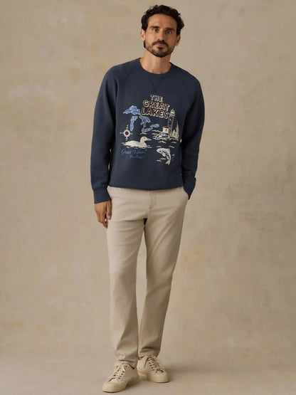 Faherty x Parks Project Great Lakes High Standard Fleece Crewneck - Blue Nights