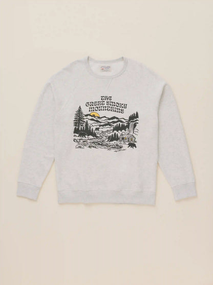 Faherty x Parks Project Great Smoky Mountains High Standard Fleece Crewneck - Great Smoky Mountains Antique Ivory Heather