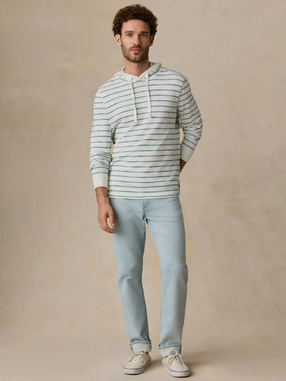 Sunwashed Organic Hoodie - White Biscayne Stripe