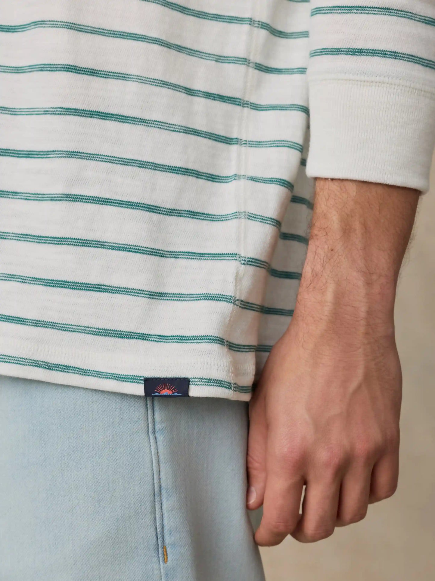 Sunwashed Organic Hoodie - White Biscayne Stripe