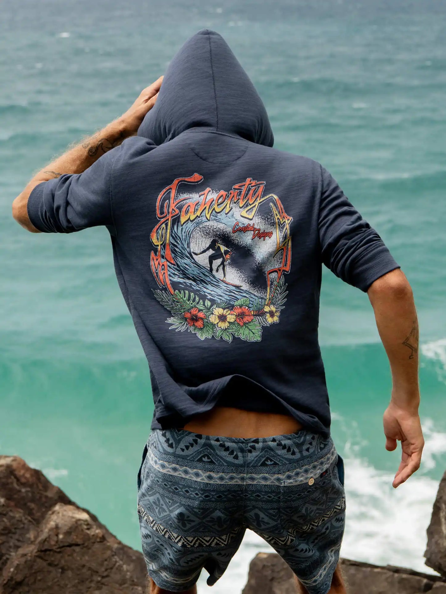 Sunwashed Organic Graphic Hoodie - Blue Nights