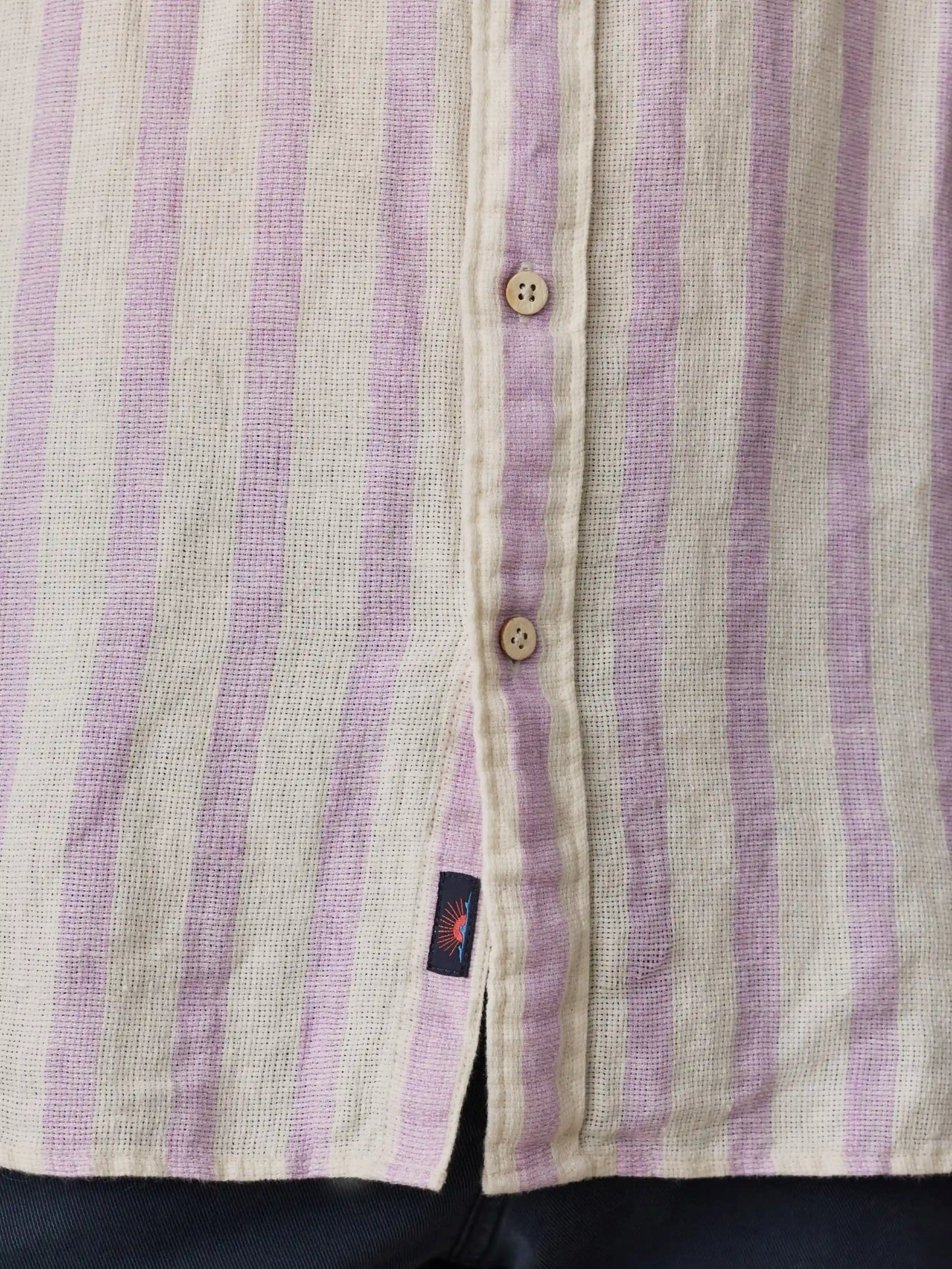 Short-Sleeve Palma Linen Shirt - Lilac Shell Stripe
