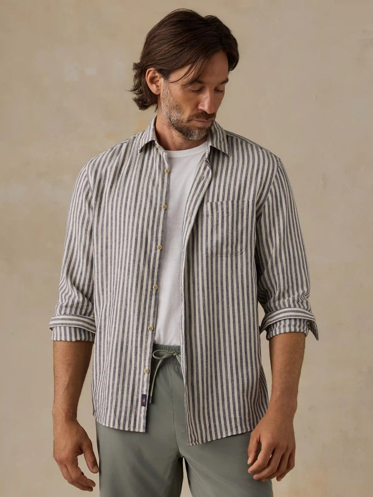 Palmetto Shirt - Cloud Marine Stripe