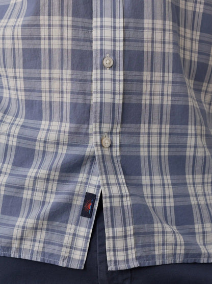 Long-Sleeve Weightless Cotton Shirt - Coastal Waters Plaid