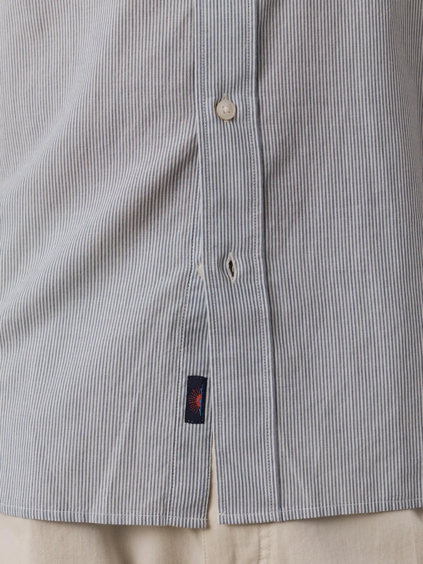 Long-Sleeve Weightless Cotton Shirt - Ivory Lake Stripe