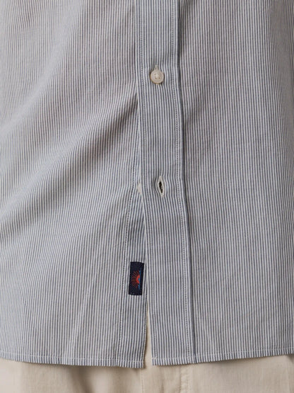 Long-Sleeve Weightless Cotton Shirt - Ivory Lake Stripe