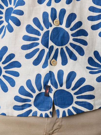 Short-Sleeve Linen Camp Shirt - Antilles Blue Suns