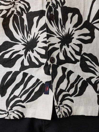 Short-Sleeve Linen Camp Shirt - Midnight Black Floral
