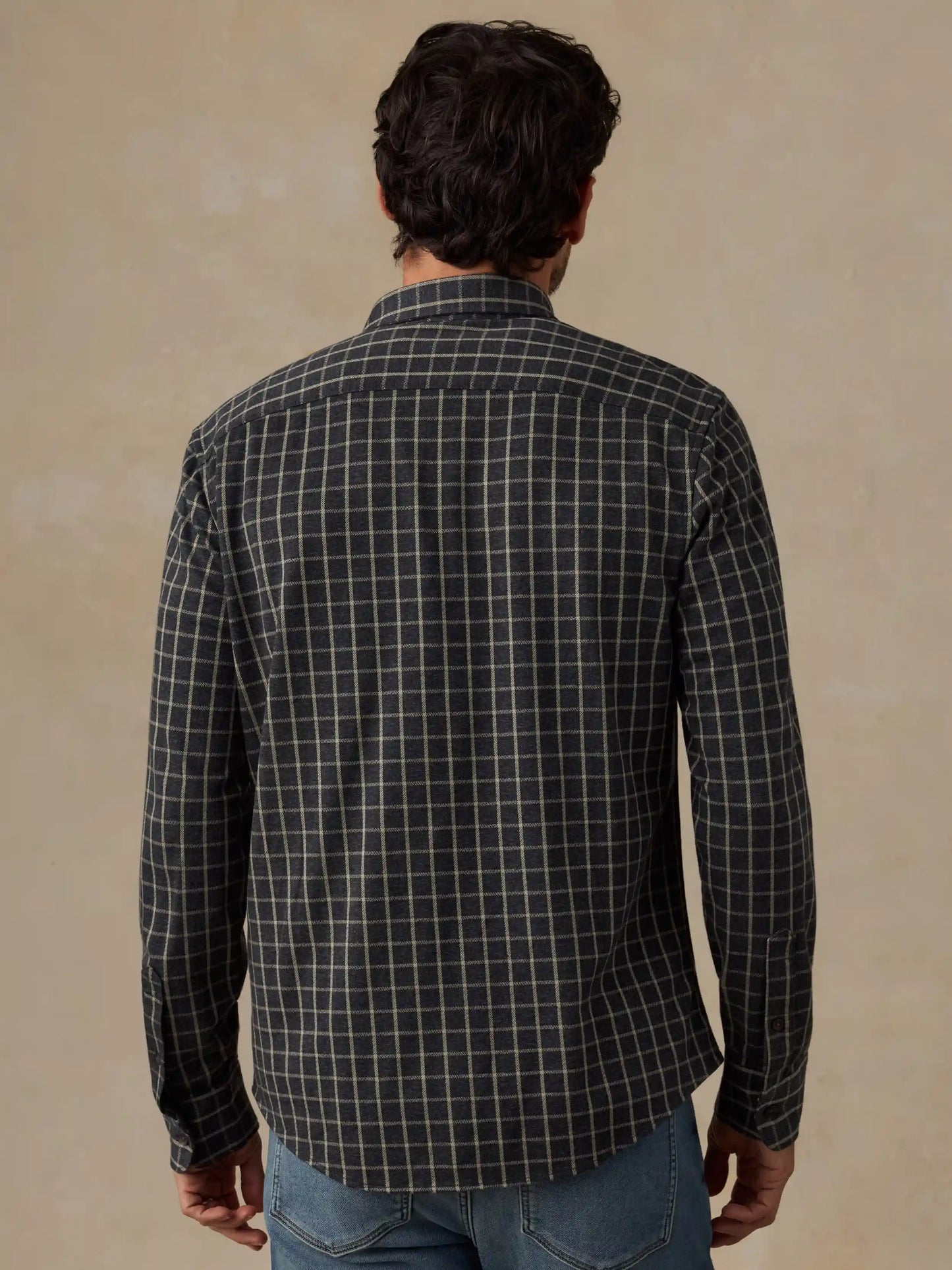 Coastline Knit Shirt - Charcoal Sage Check