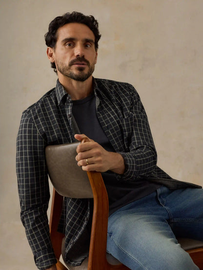 Coastline Knit Shirt - Charcoal Sage Check