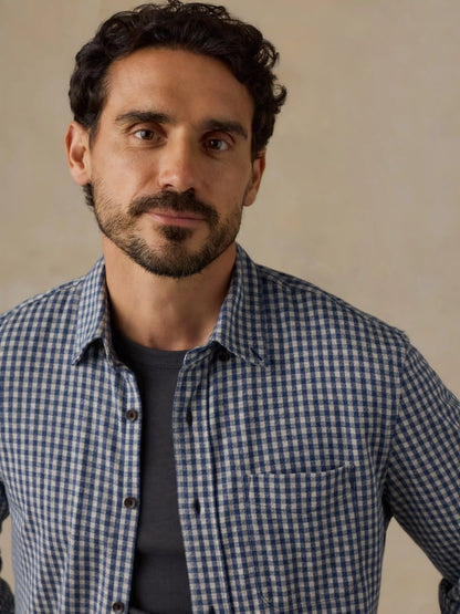 Coastline Knit Shirt - Blue Grey Gingham