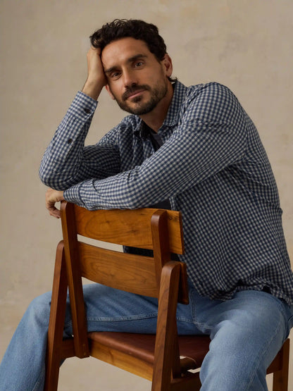 Coastline Knit Shirt - Blue Grey Gingham