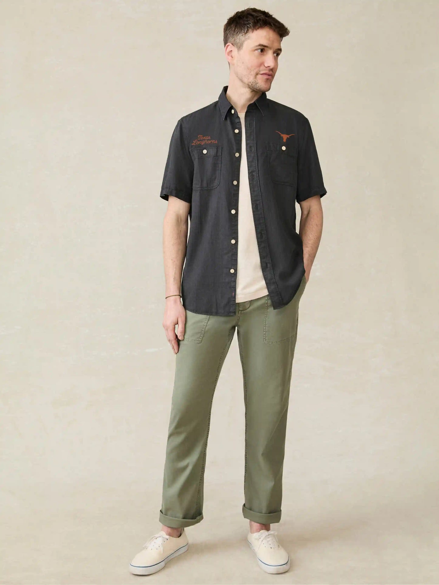 University of Texas Short-Sleeve Tried & True Chambray Shirt - Durango Black