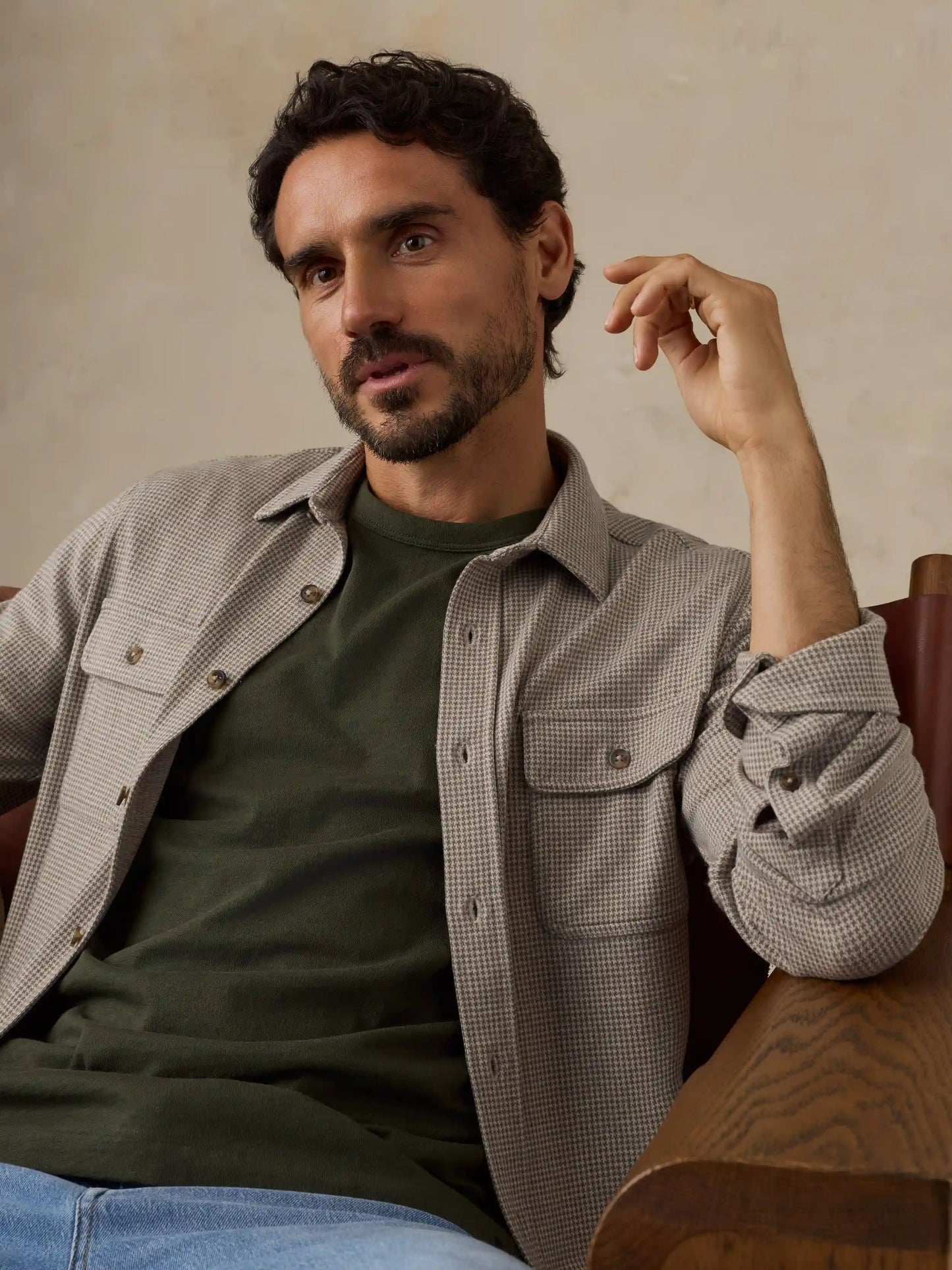 Legend™ Sweater Shirt - Taupe Brown Pincheck