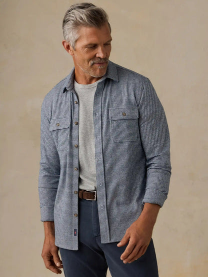 Legend™ Sweater Shirt - Navy Cream Pincheck