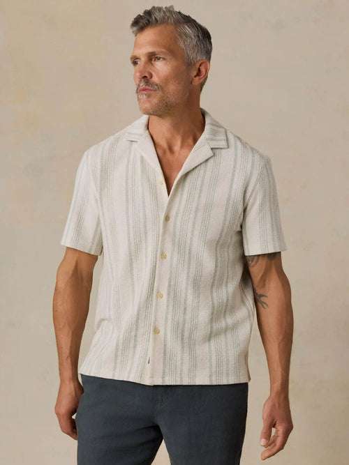 Short-Sleeve Oasis Camp Shirt - Sage Beach Stripe