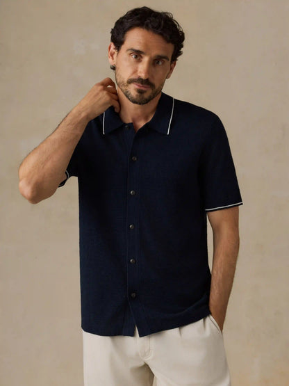 Short-Sleeve Sweater Shirt - Abyss Navy