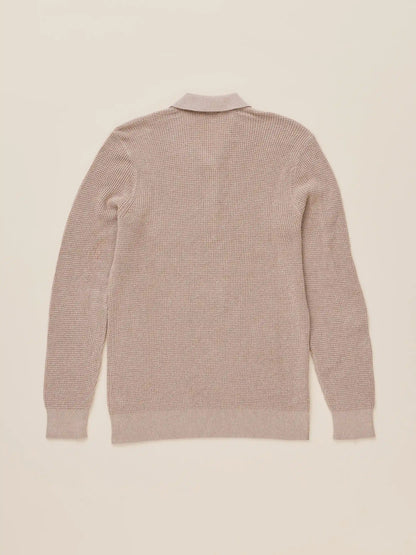 Long-Sleeve Sunwashed Sweater Polo - Natural