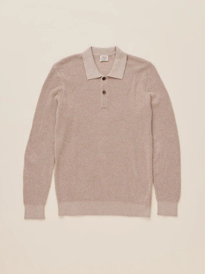 Long-Sleeve Sunwashed Sweater Polo - Natural