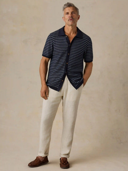 Short-Sleeve Sweater Shirt - Northern Depths Stripe