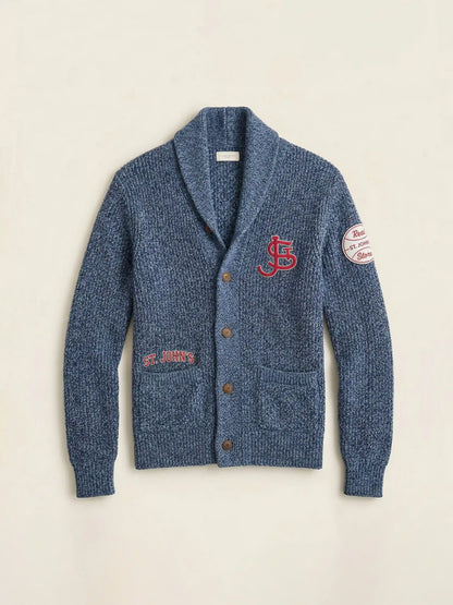 St. John's Marled Cotton Cardigan - Navy Night Marl