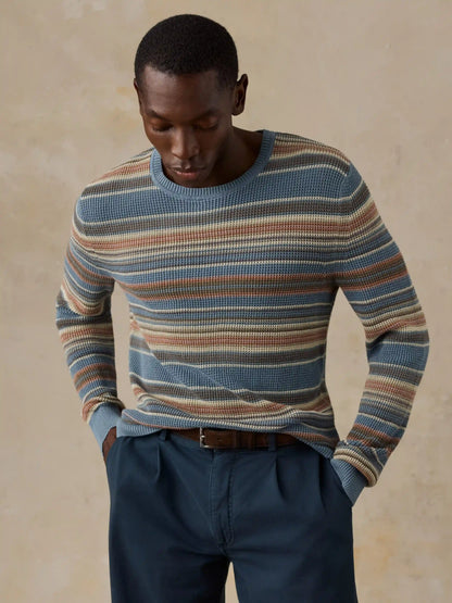 Sunwashed Crewneck Sweater - Teal Sands Stripe
