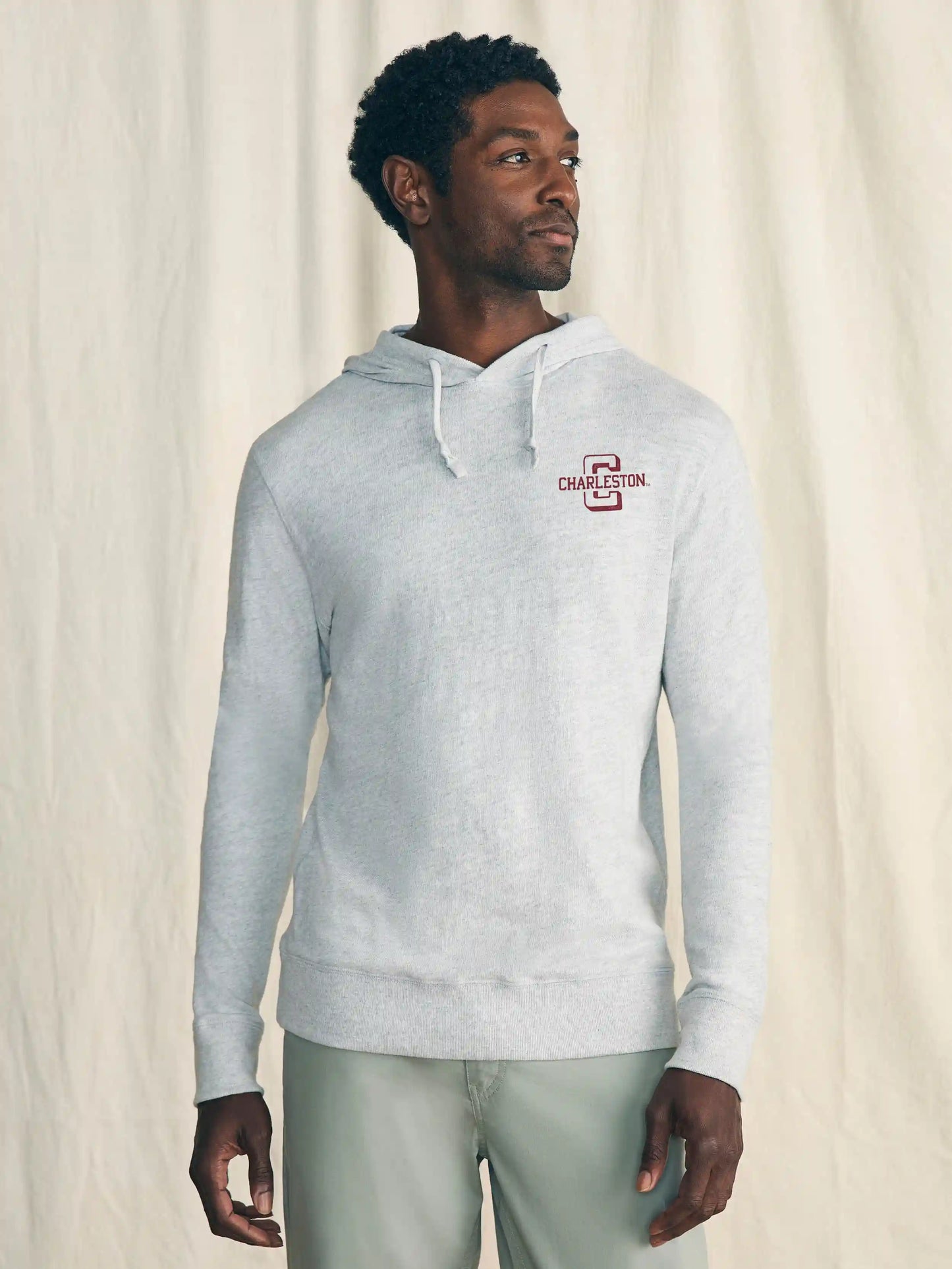 College of Charleston Sunwashed Organic Hoodie - Light Heather Grey