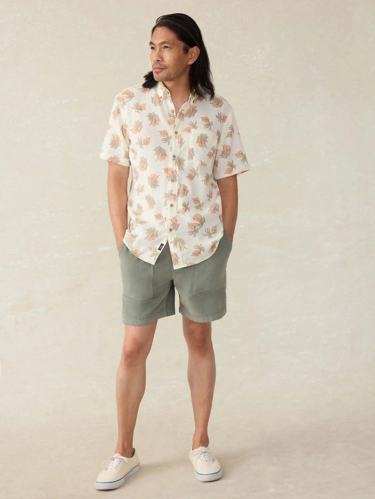 Corduroy Drawstring Utility Short - Coastal Sage